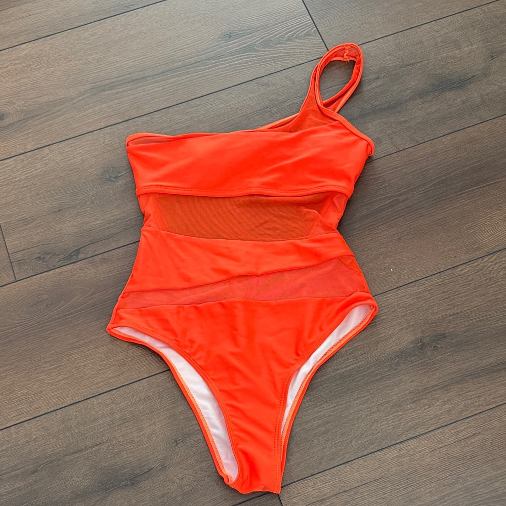 SHEIN Orange One-Shoulder One Piece Swimsuit